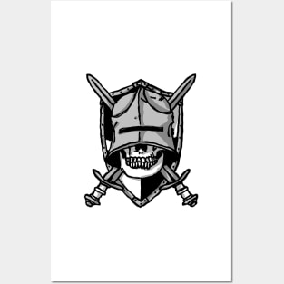 Dark and Gritty Knight Skull - Sword and Shield Coat of Arms Posters and Art